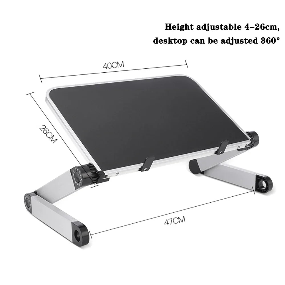 Adjustable Aluminum Laptop Desk Stand with Mouse Pad, Portable Ergonomic Lap Desk for Bed, Sofa and TV