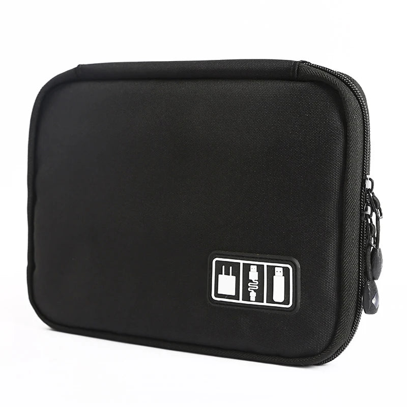 Waterproof Nylon Cable Organizer Bag 24 x 16 x 2.5 cm (9.4 x 6.3 x 1.0 in) – Travel Electronics Case for USB Drives Chargers Power Bank – Camping & Hiking