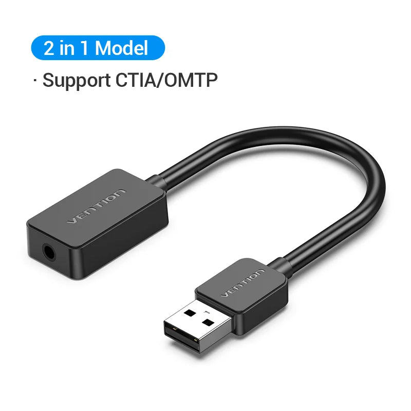 USB External Sound Card Adapter - USB to 3.5mm Audio Interface for PC, Laptop, PS4 Headset & Microphone