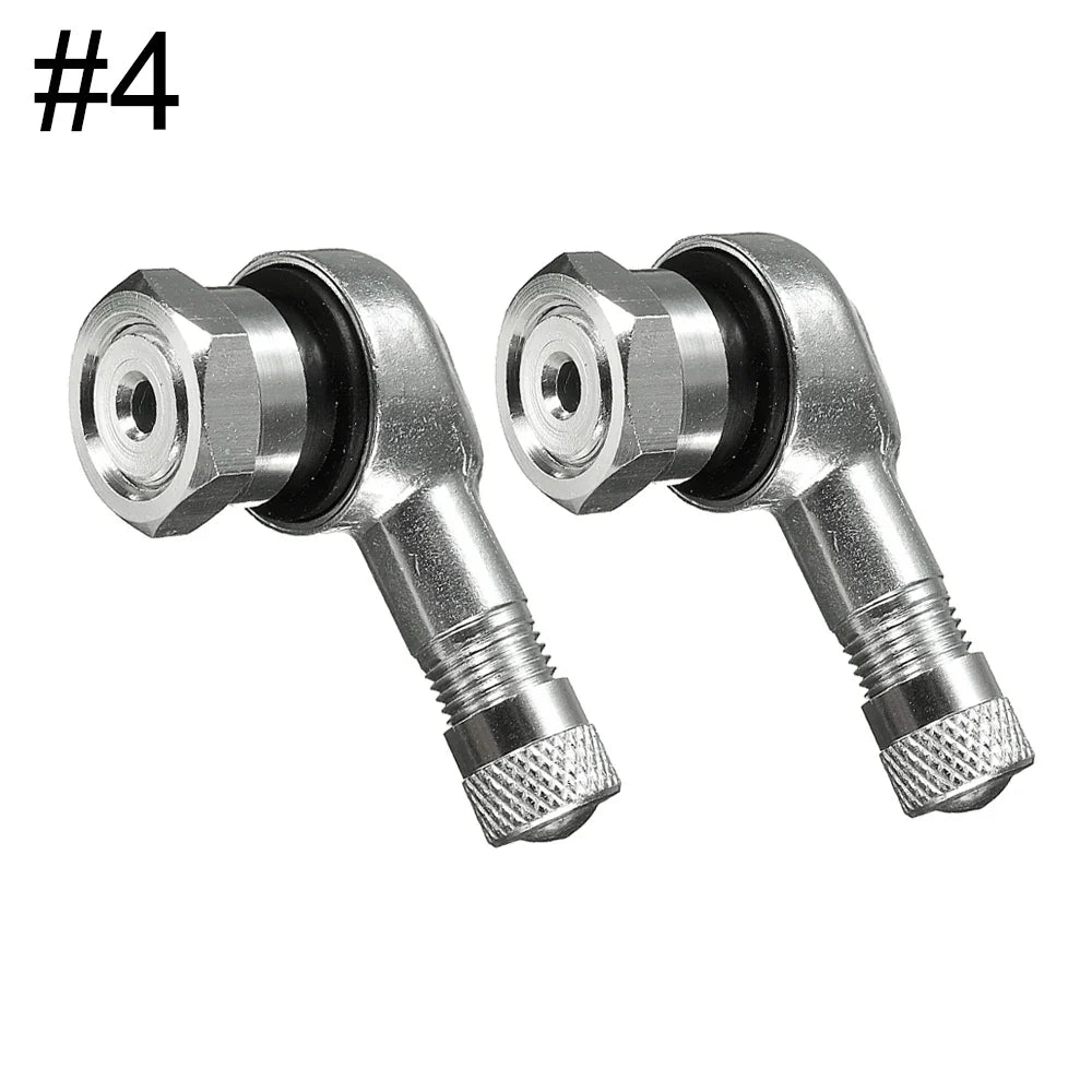2-Pack 90° Aluminum Motorcycle Tubeless Valve Stem Caps — 11.3mm (0.45in) Fit