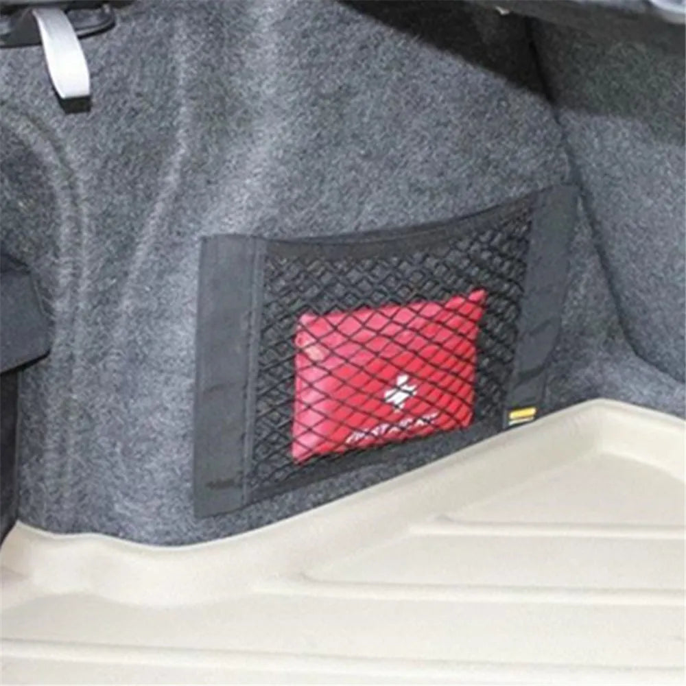 Car Trunk Storage Mesh Net Bag 40×20 cm (15.7×7.9 in) Adhesive Elastic Organizer Pocket — Universal Fit