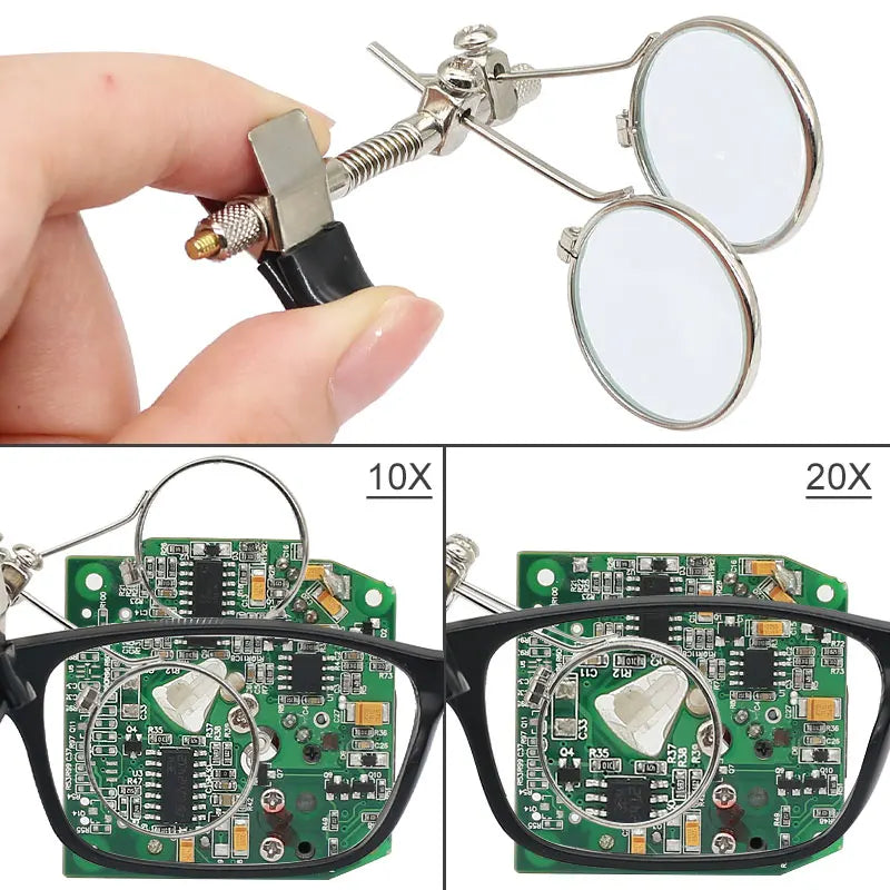 Watch Repair Clip Magnifier 10X Double Lens Mini Monocular Rotating Lens Stainless Steel Frame