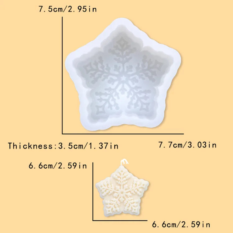 3D Snowflake Silicone Mold for Candle, Soap & Chocolate — DIY Christmas Cake Decorating Mold, Party Gift
