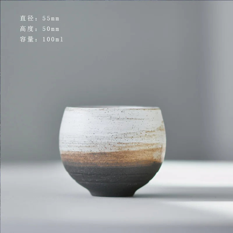 Handmade Retro Ceramic Tea Cup 100ml (3.4 fl oz) Coarse Pottery Kung Fu Coffee Cup