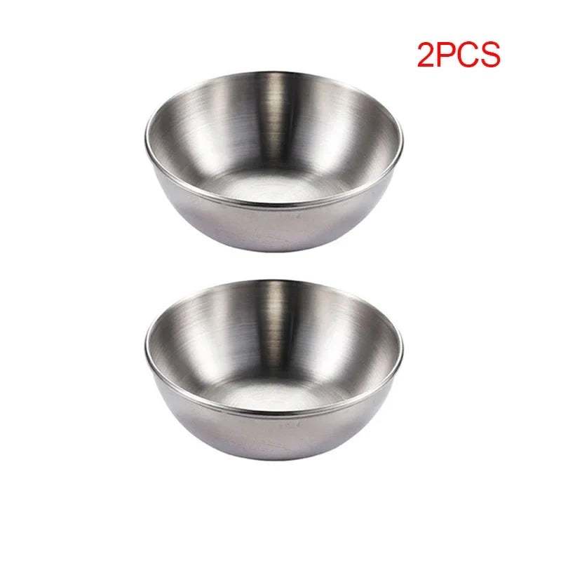 Stainless Steel Sauce & Appetizer Dishes Set — Gold or Silver Condiment Plates 8 x 8 x 3 cm (3.15 x 3.15 x 1.18 in)