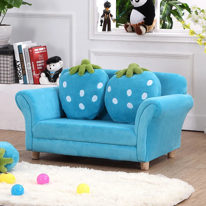 Children's Strawberry Cartoon Fabric Sofa - Cute Kids Tatami Combination Baby Couch