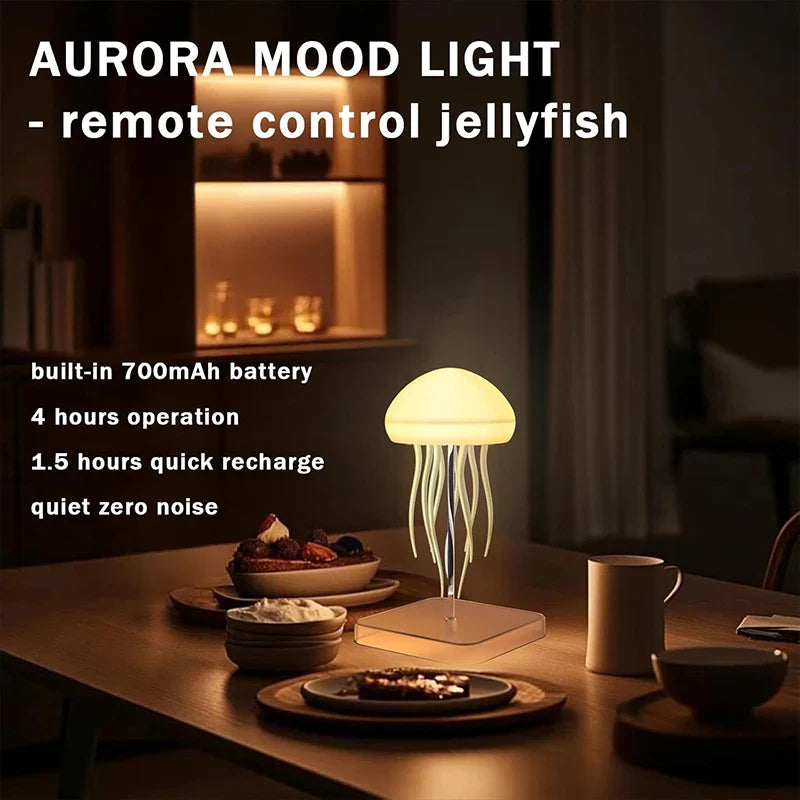 Jellyfish LED Night Light Touch Rechargeable USB-C Mood Lamp with Remote Color-Changing Ambient Light for Bedroom & Kids