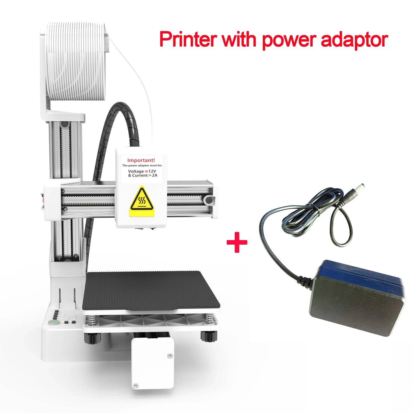 Entry-Level 3D Printer Compatible with PLA & TPU 1.75mm Filament, 100x100x100mm Build, Includes 12V Power Adapter