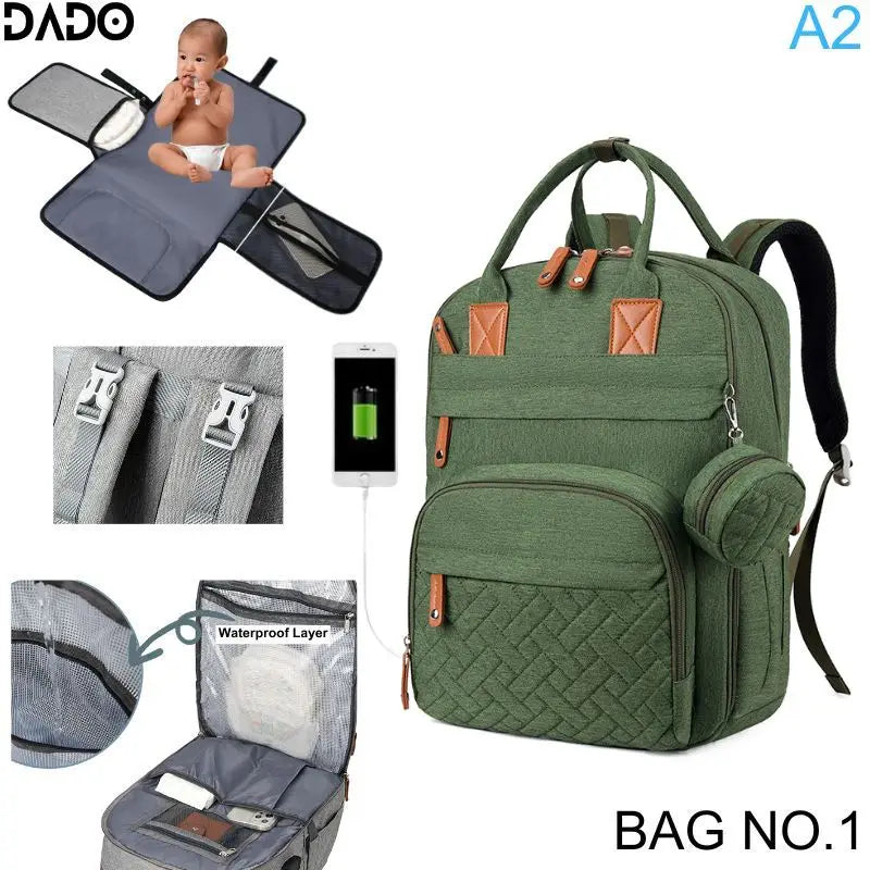 Waterproof Diaper Bag Backpack for Moms – Multi-Pocket Baby Travel Tote with Changing Pad & Stroller Straps