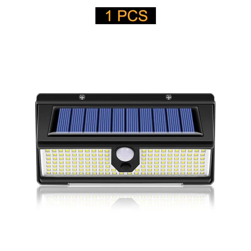 190 LED Solar Wall Light Outdoor – IP65 Waterproof Motion Sensor, 4 Modes for Garden Yard Pathway Door