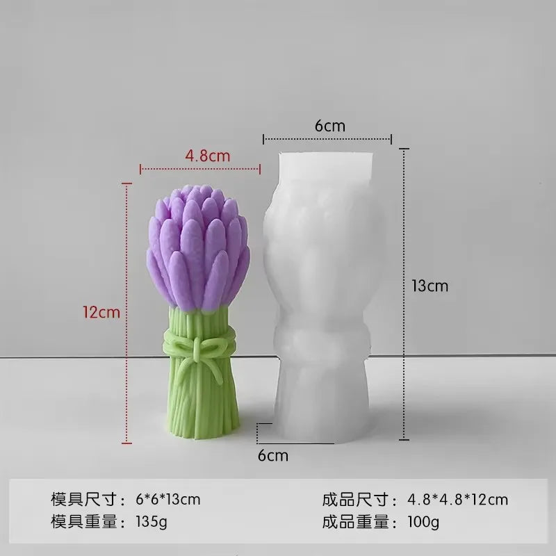 3D Tulip Bouquet Silicone Mold for Candles, Soap, Resin & Cake Decorating – Lavender Flower DIY Craft Mold