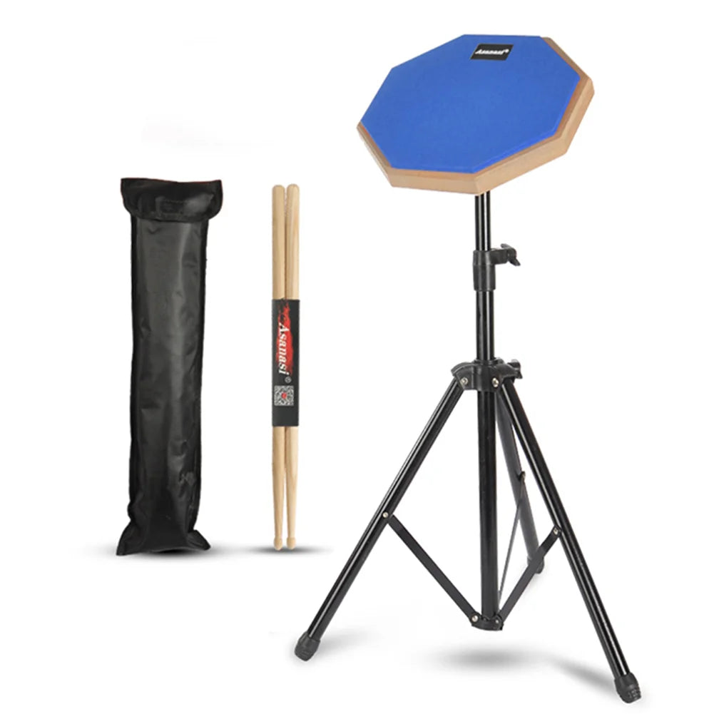 8-Inch (20 cm) Practice Drum Pad Set with Adjustable Stand Drum Sticks Carrying Bag Silent Snare Pad for Beginners