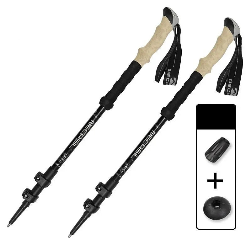 2-Pack Telescopic Trekking Poles 62–135 cm (24–53 in) Ultralight Aluminum Hiking Poles with Quick-Lock, Anti-Shock & Carbon Steel Tips