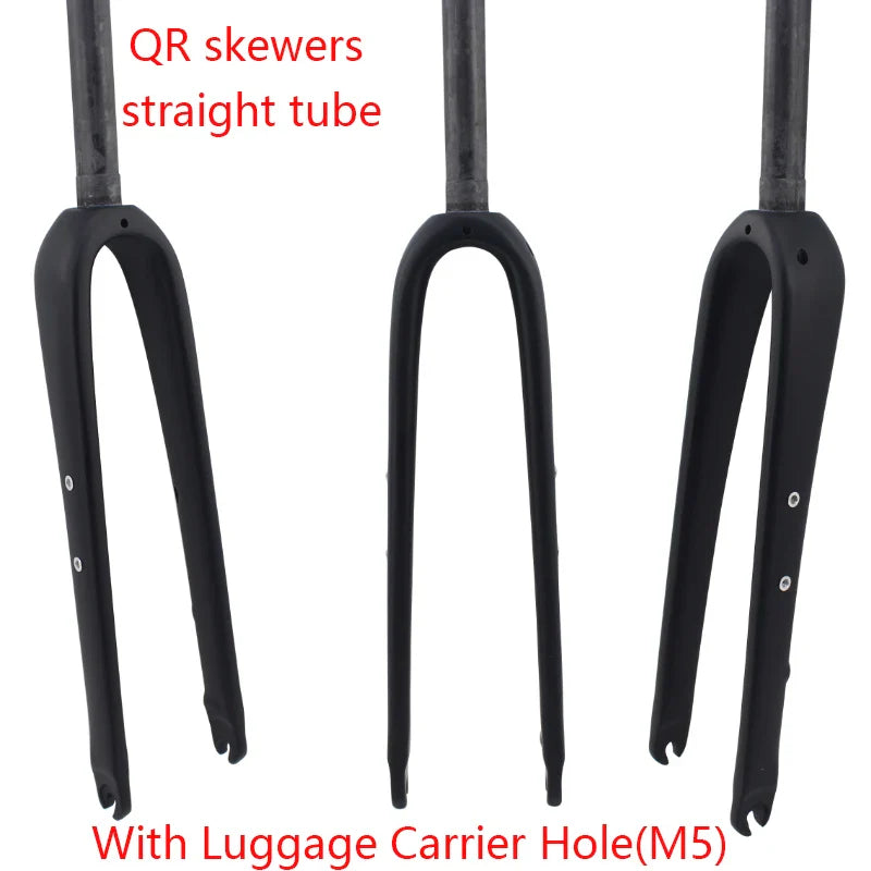 700C Full Carbon Gravel & Cyclocross Road Bike Fork — Flat Mount Disc Brake, Rack/Fender Mount, Tapered or Straight Steerer