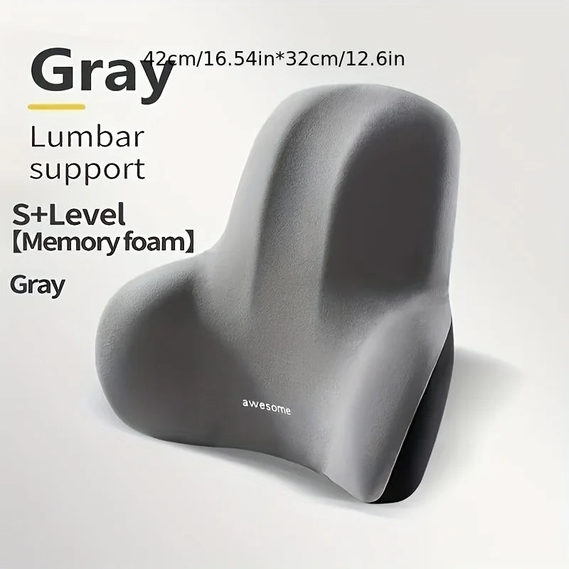 Memory Foam Lumbar Support Pillow for Car, Office and Gaming Chairs - Postpartum Waist Pain Relief Back Cushion