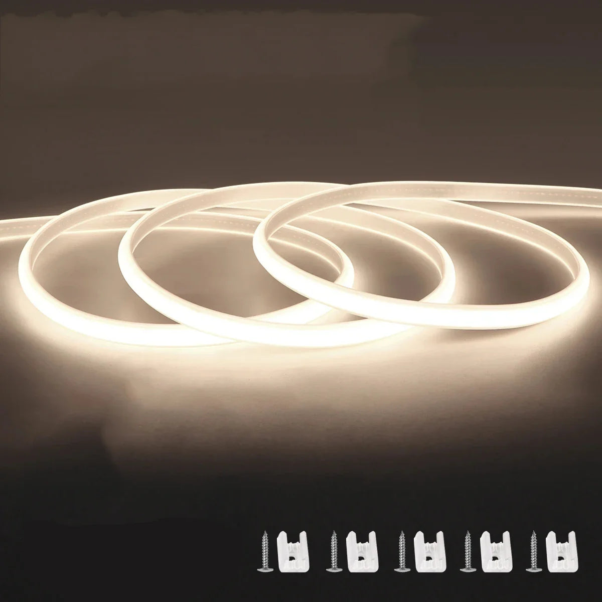COB LED Strip Light 288 LEDs/m (≈88 LEDs/ft) IP67 Waterproof 110V/220V with EU & US Plug and Inline Switch - Warm/Neutral/Cool White