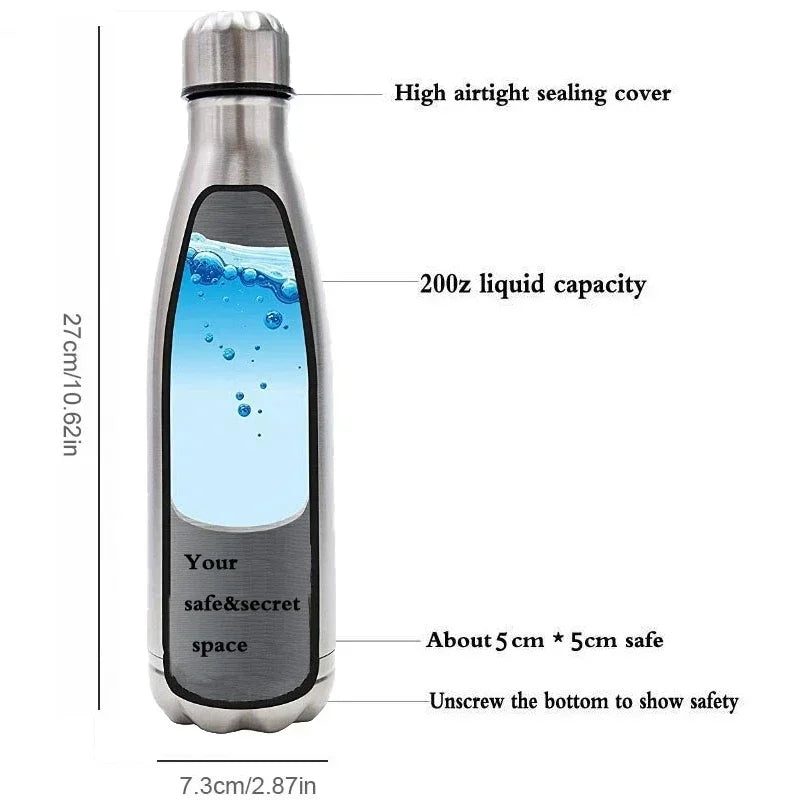 750ml (25.4 oz) Diversion Water Bottle with Hidden Stash — Pill Organizer & Money Compartment, Portable Can Safe with Key Ring
