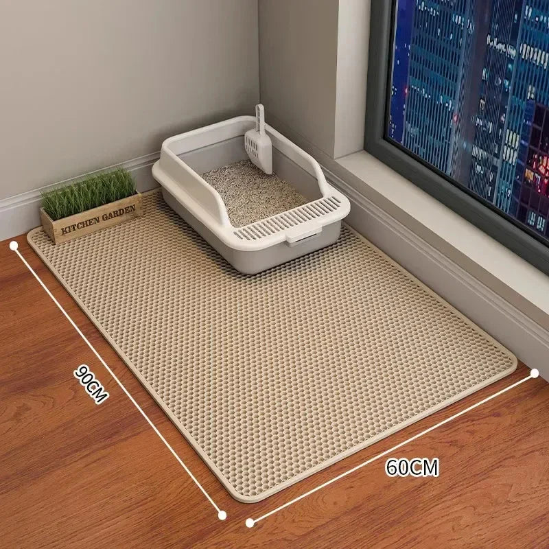 Double-Layer Waterproof Cat Litter Mat 90 x 60 cm (35.4 x 23.6 in) - Non-Slip Washable EVA Pet Pad