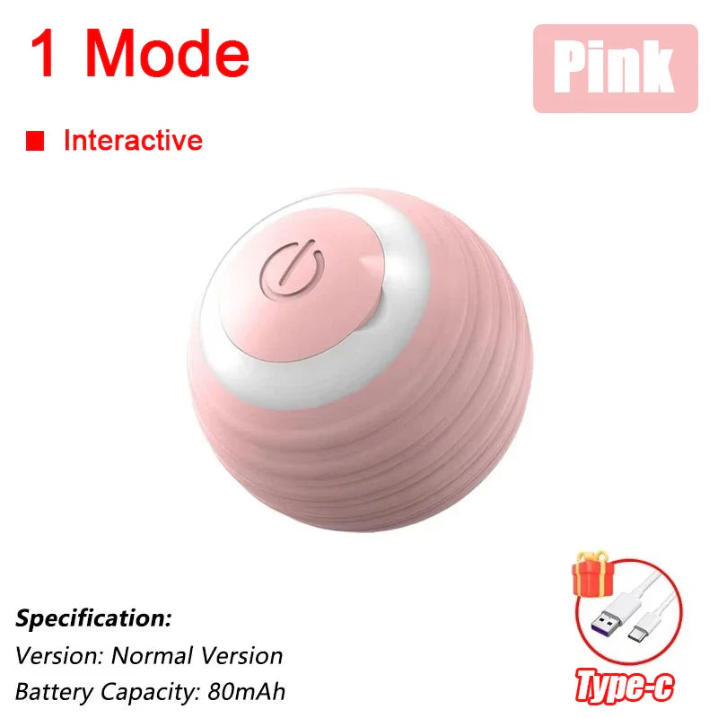 Interactive Automatic Rolling Ball Toy for Cats and Dogs, Rechargeable Smart Pet Toy with Faux Tail