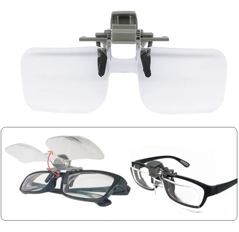 2X Clip-On Reading Magnifier Glasses – Lightweight Acrylic Lens for Needlework, Crafts, Coins & Stamps