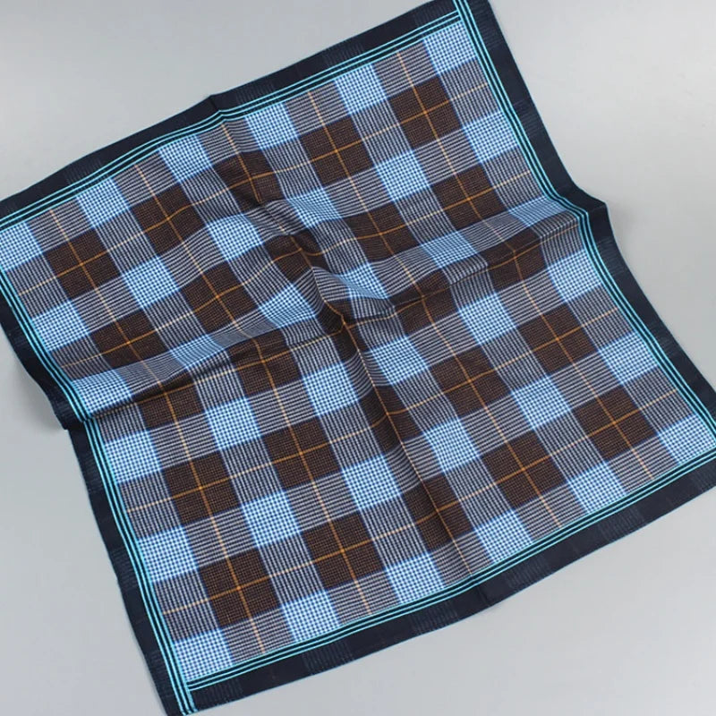 6-Pack Men's Cotton Striped Handkerchiefs 15.7in (40 cm) Plaid Square - Thin Style