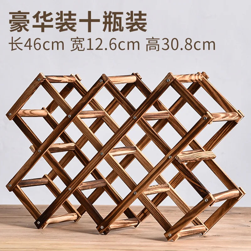 Stackable Folding Wooden Wine Rack – 3/5/6/10-Bottle Pine Wine Shelf for Home Bar