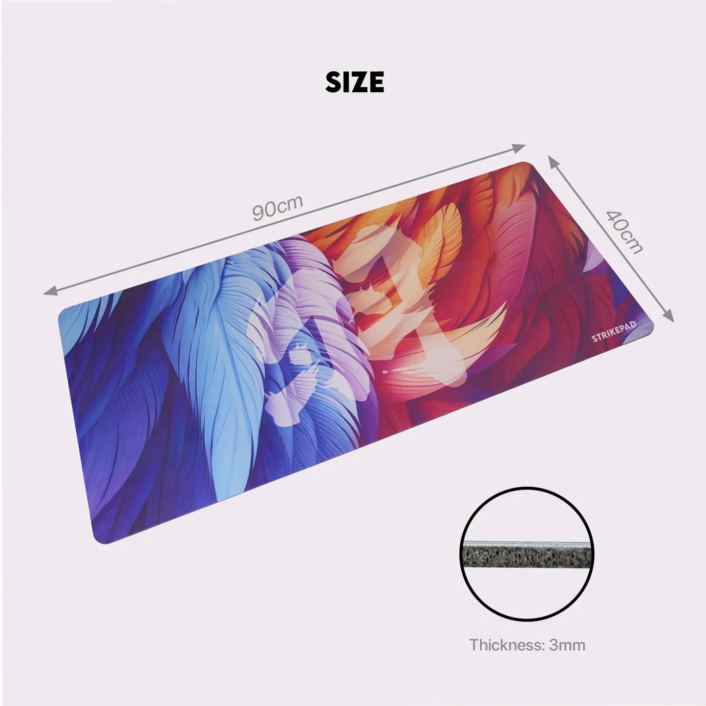 Gaming Mousepad Holographic Design 490 x 420 x 3 mm (19.3 x 16.5 x 0.12 in) Waterproof No-Edge Stitching