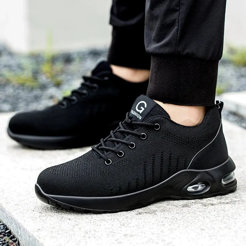 Air Cushion Steel Toe Work Shoes Unisex - Breathable Anti-Puncture Safety Sneakers