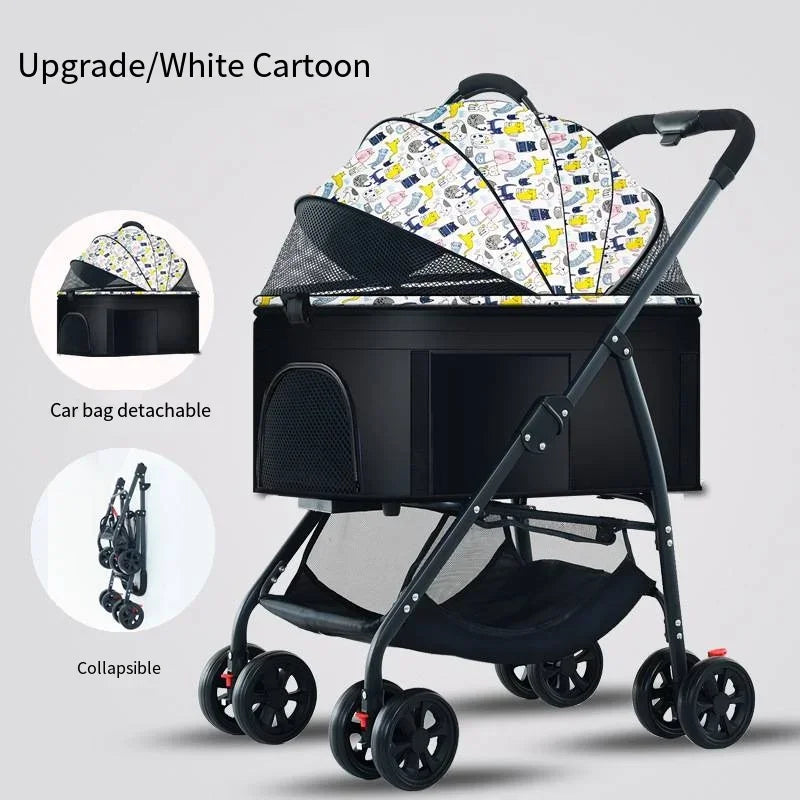 Lightweight Foldable Pet Stroller for Small and Medium Dogs & Cats Portable Outdoor Pet Carrier on Wheels
