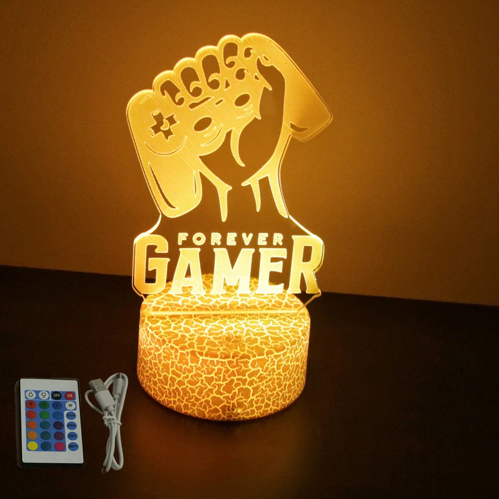 3D LED Neon Gamer Lamp - RGB Acrylic Night Light with Remote & Touch for Kids & Gaming Room