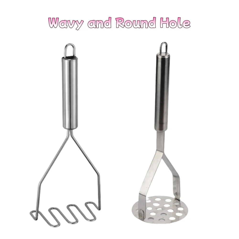 Handheld Stainless Steel Potato Masher & Vegetable Ricer - Durable Kitchen Food Crusher