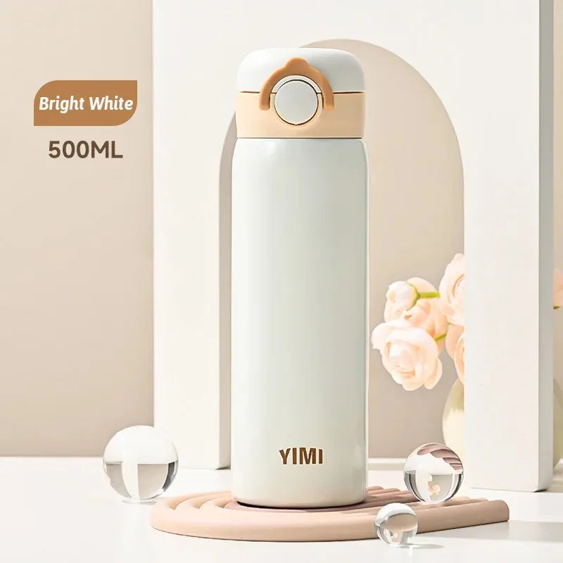 500ml (16.9 oz) 316 Stainless Steel Vacuum Insulated Thermos Bottle, Leakproof Travel Tumbler with One-Hand Push Lid