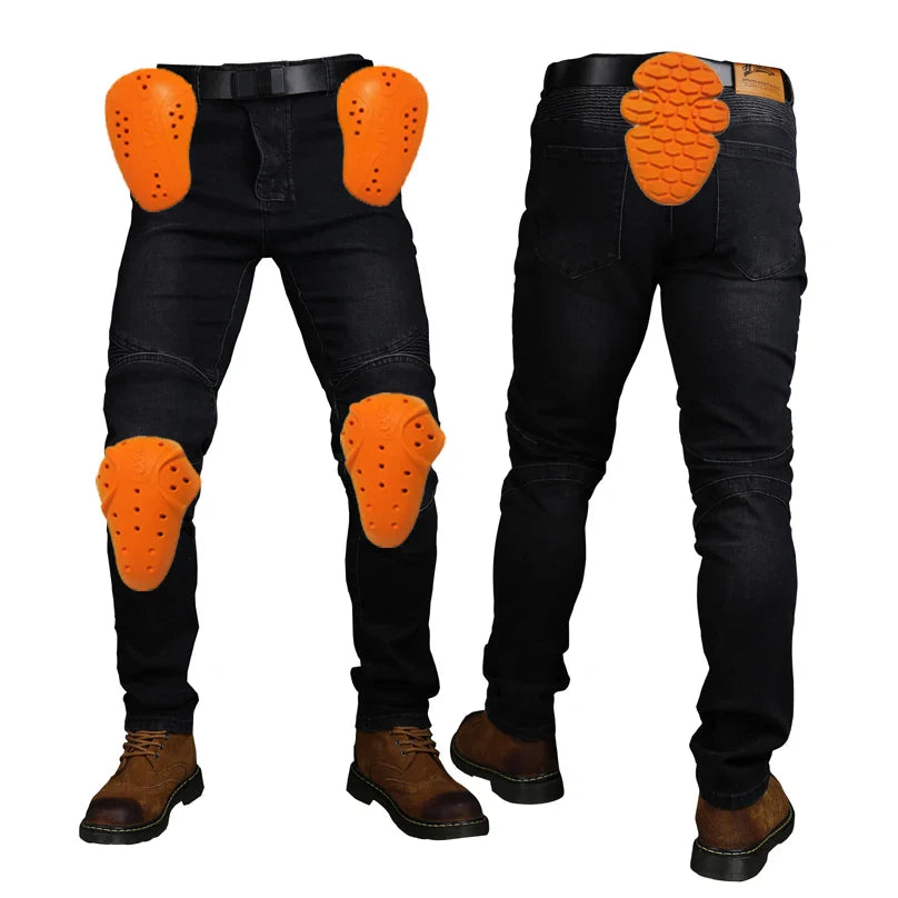 Motorcycle Riding Jeans with Removable CE Level 1/2 Knee Armor, Kevlar Racing Moto Pants