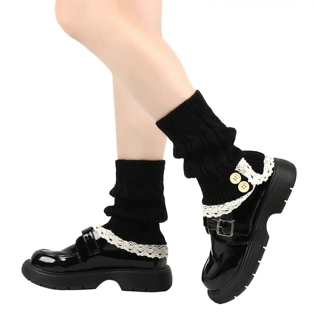 Lolita Harajuku Knit Leg Warmers – Thick Winter Ankle Boot Socks, 21 cm (8.3 in) – Women & Girls