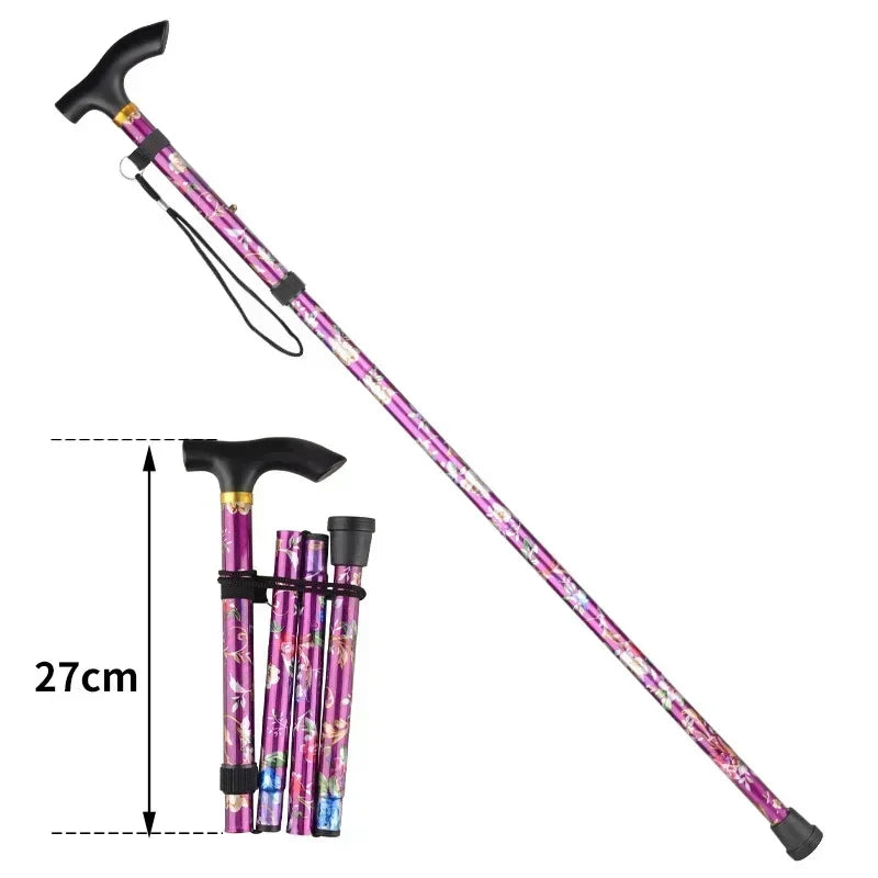 Adjustable Telescopic Trekking Poles — 5-Section Folding Hiking & Walking Stick with T-Handle and Rubber Tip, 82–92 cm (32–36 in)