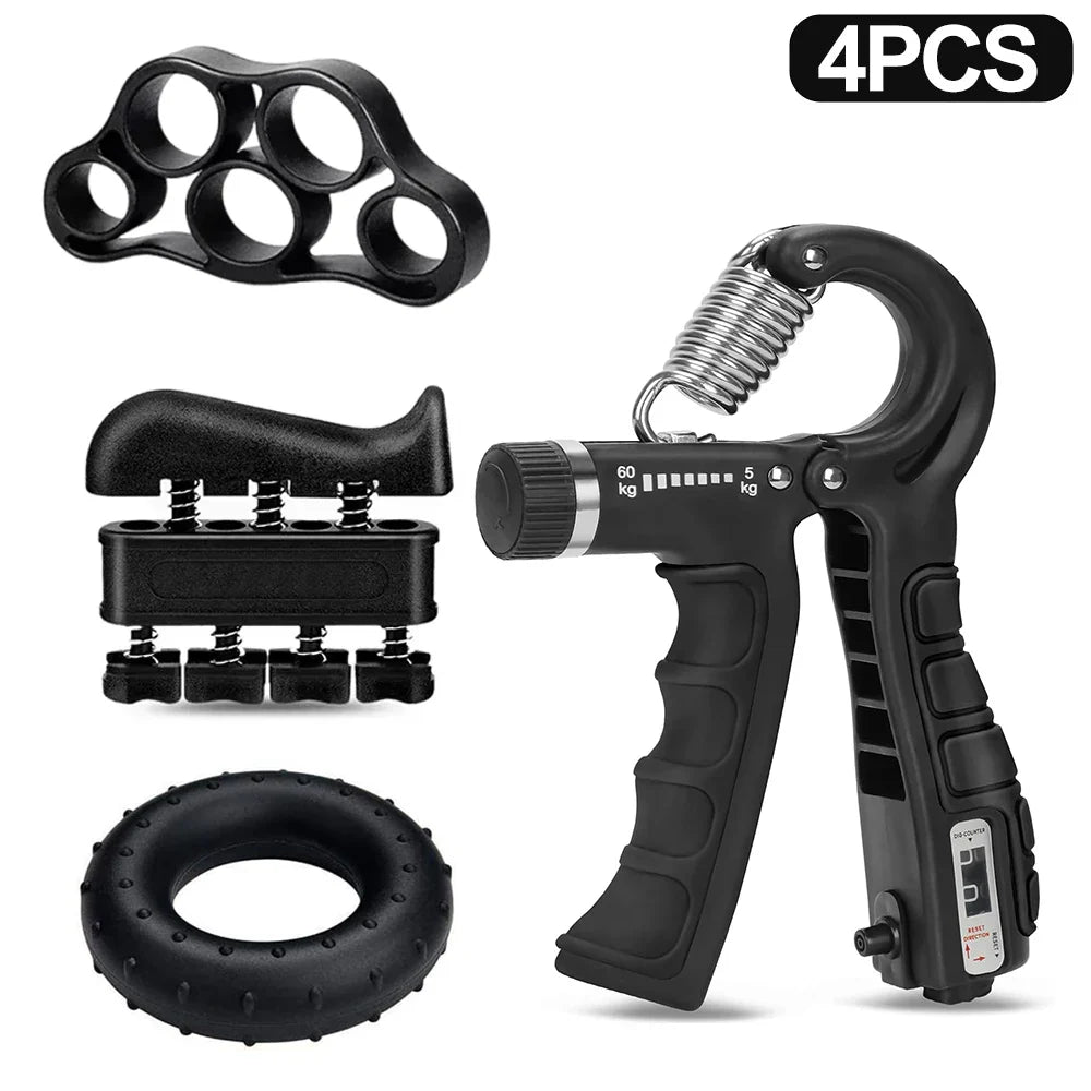 Adjustable Hand Gripper 10–60 kg (22–132 lb) Heavy-Duty Grip Strength Trainer — Wrist & Finger Exerciser with Accessories