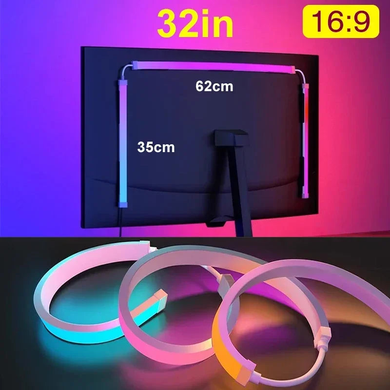 Ambilight RGB LED Monitor Backlight Strip — 24/27/32/34-Inch (61/69/81/86 cm) USB Screen Sync & Music Reactive