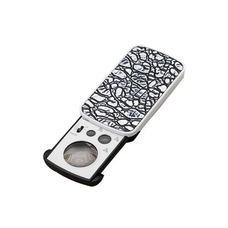 Slide-Out Jewelry Loupe Magnifier 30X 60X 90X LED with UV Light for Diamonds Coins Stamps