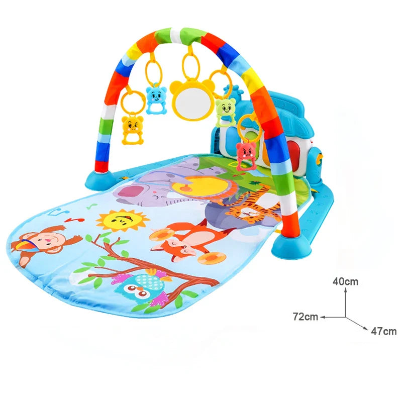 Musical Baby Activity Gym Play Mat with Light-Up Piano Keyboard and Hanging Toys