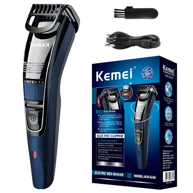 Rechargeable Cordless Beard & Mustache Trimmer, Adjustable 0.5–10 mm (0.02–0.39 in) Stubble Clipper