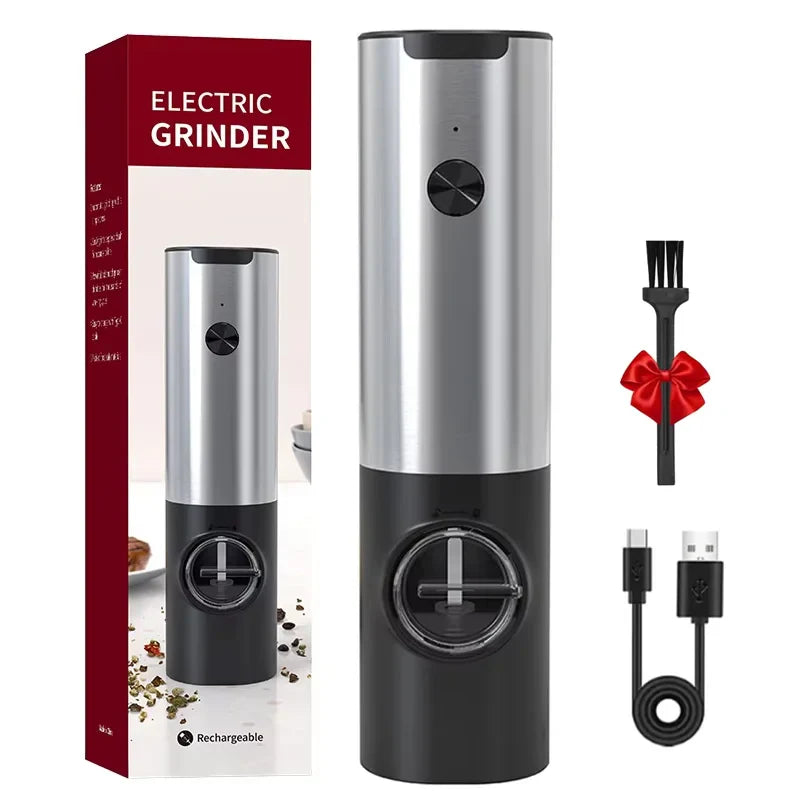 USB Rechargeable Electric Salt & Pepper Grinder Set with LED Light - Adjustable Spice Mill for Kitchen & BBQ