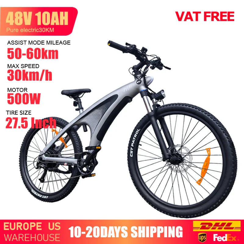 2000W 48V 20Ah Electric Mountain E-Bike — 27.5 in Fat Tire Adult Ebike, IPX6