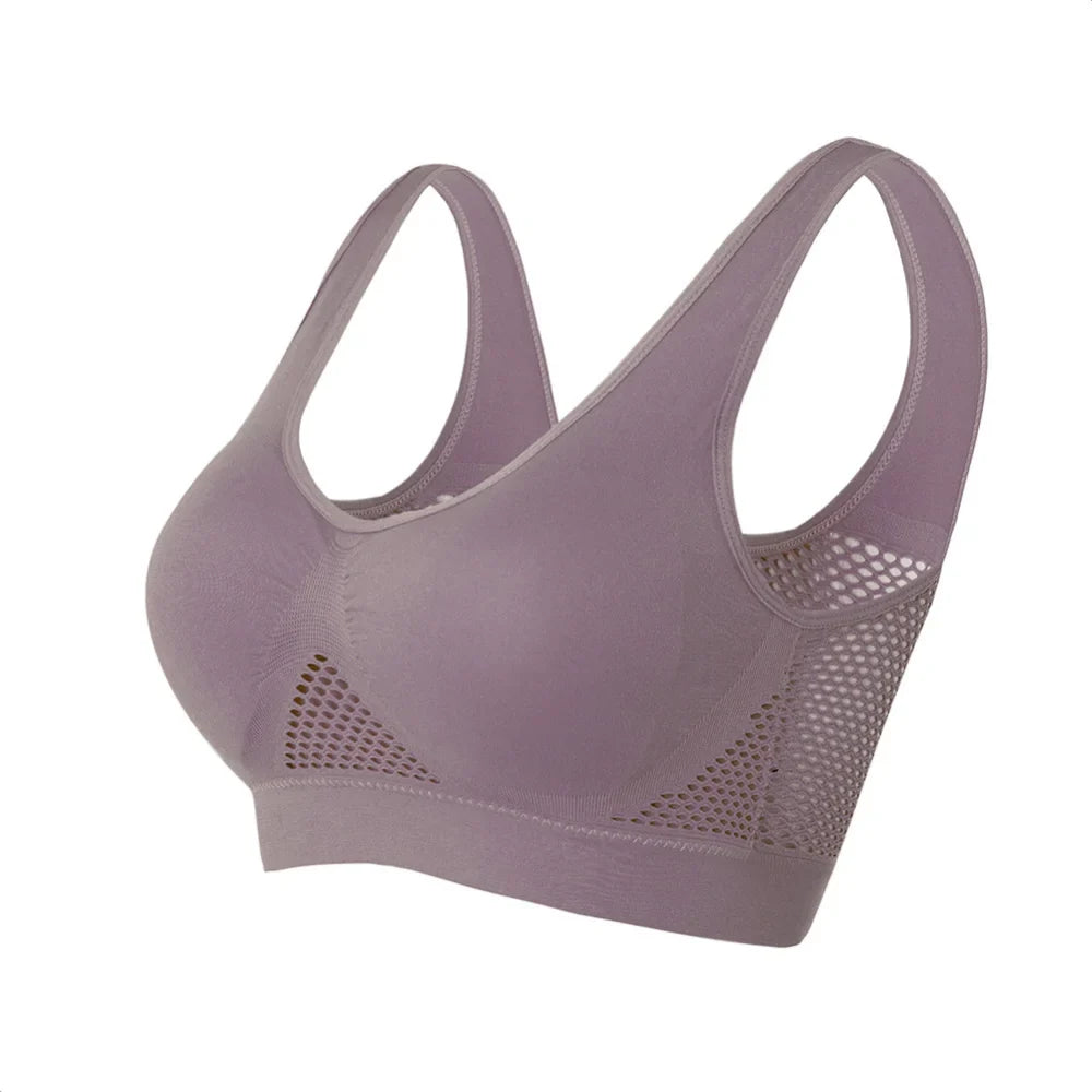 Seamless Mesh Plus Size Sports Bra Wireless Shockproof Breathable Yoga and Gym Crop Top Up to 6XL