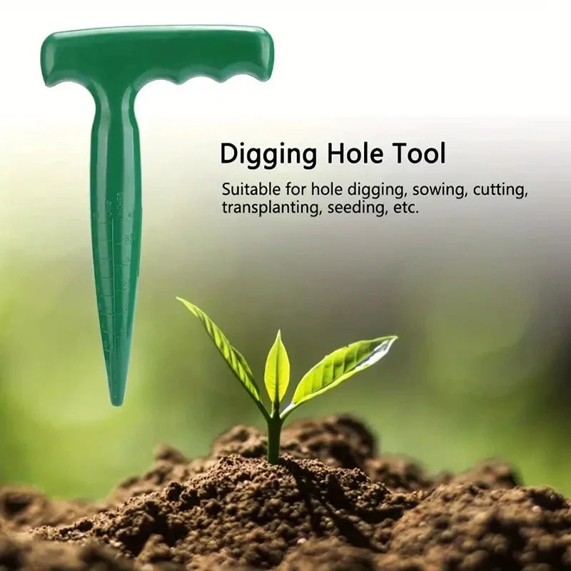 Handheld Garden Hole Puncher with Clear Scale and Seed Dispenser - Lightweight Planting Tool for Seeds and Bulbs