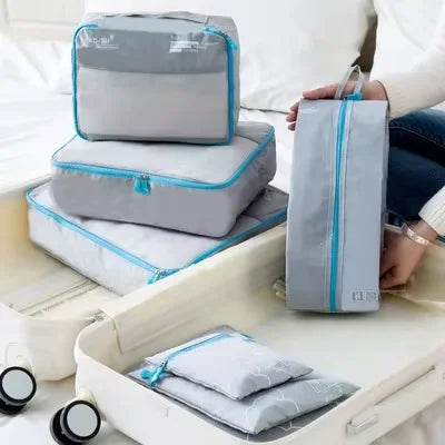 7-Piece Mesh Packing Cubes Set – Breathable Luggage Organizer Bags for Suitcases & Family Travel