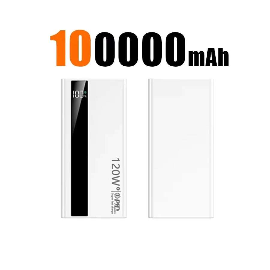 500000mAh 120W Portable Power Bank USB-C & USB-A Fast Charging External Battery Pack with Digital Display