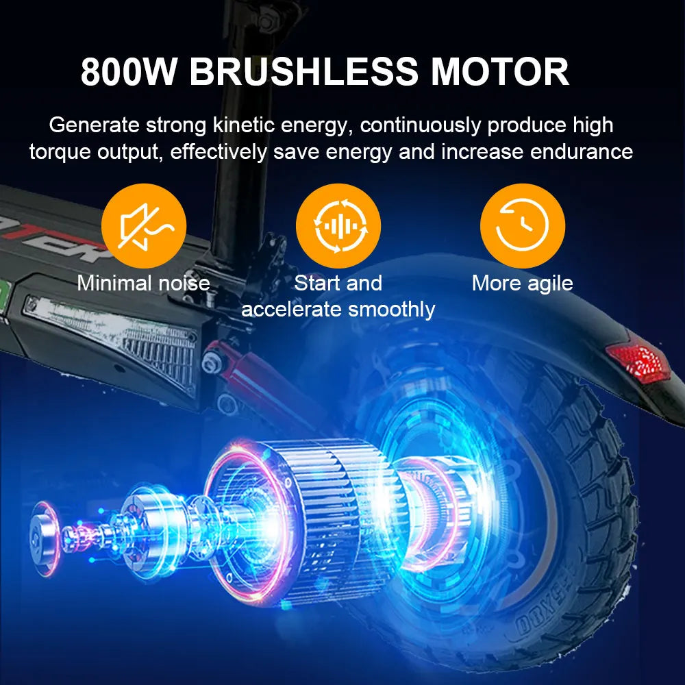 800W Foldable Electric Kick Scooter — 45 km/h Top Speed, 45–55 km Range, 10-Inch Off-Road Tires