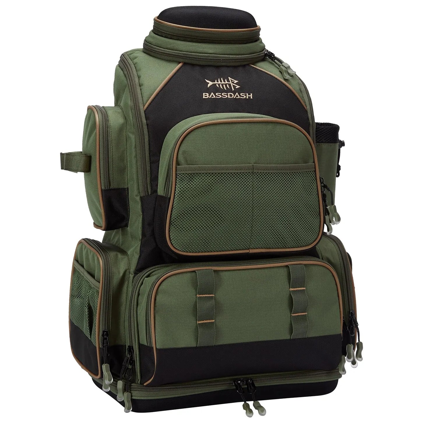 Lightweight Tactical Fishing Tackle Backpack with Soft Tackle Box and Rain Cover