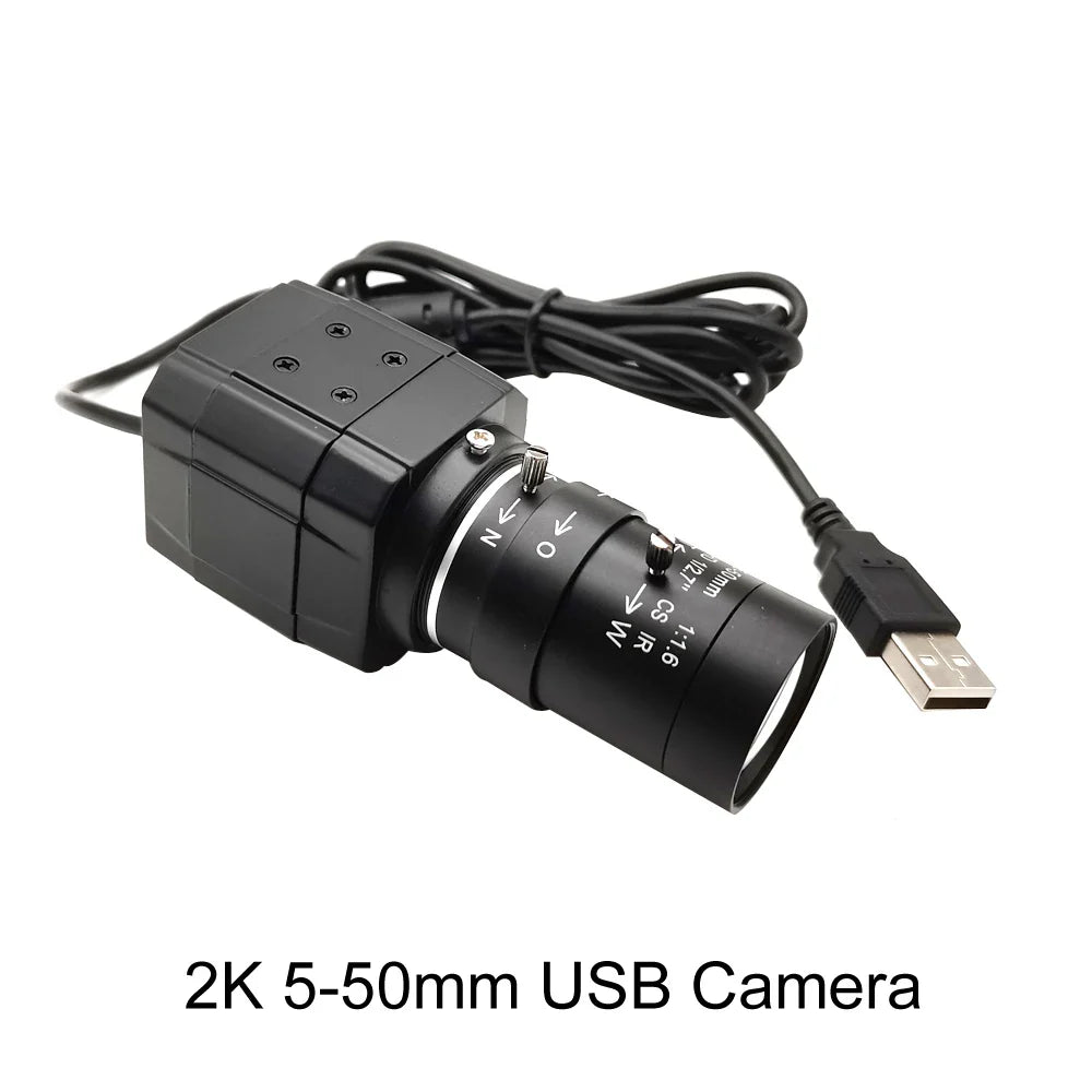 4K 8MP USB Camera – 5–50mm Varifocal Lens, 30fps UVC Plug-and-Play Webcam for PC Live Streaming & Teaching