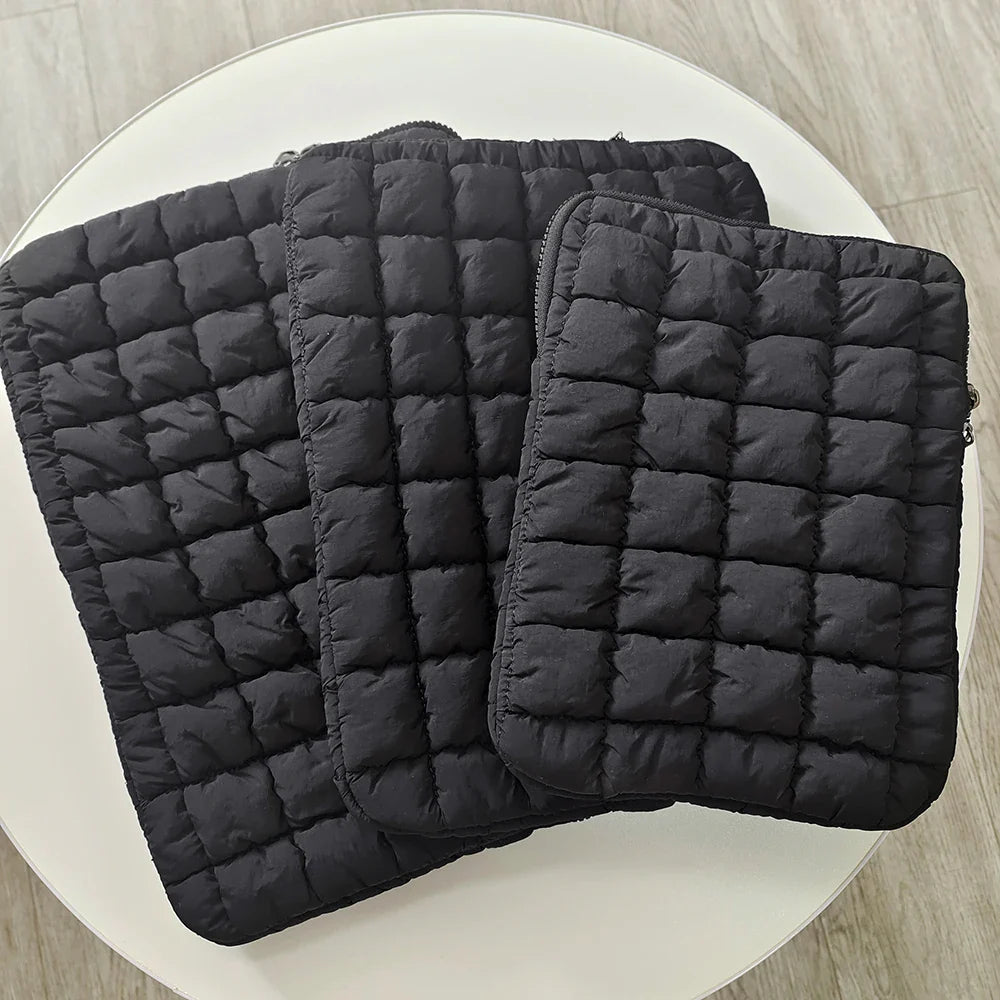 Puffy Quilted Laptop Sleeve for Women — 13–14 in (34–36 cm), 15–16 in (38–41 cm) & 9–11 in (23–28 cm) Tablet Pouch